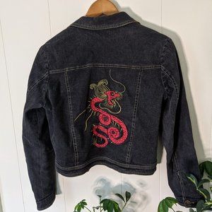 Red Dragon Black Denim Jacket